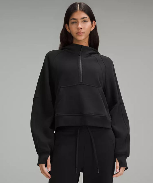 A Scuba Oversized Half-Zip Hoodie (Black)