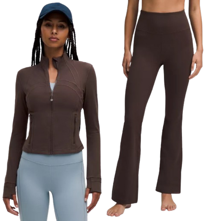 Define Jacket & High Rise Flared Align Pant (Brown)